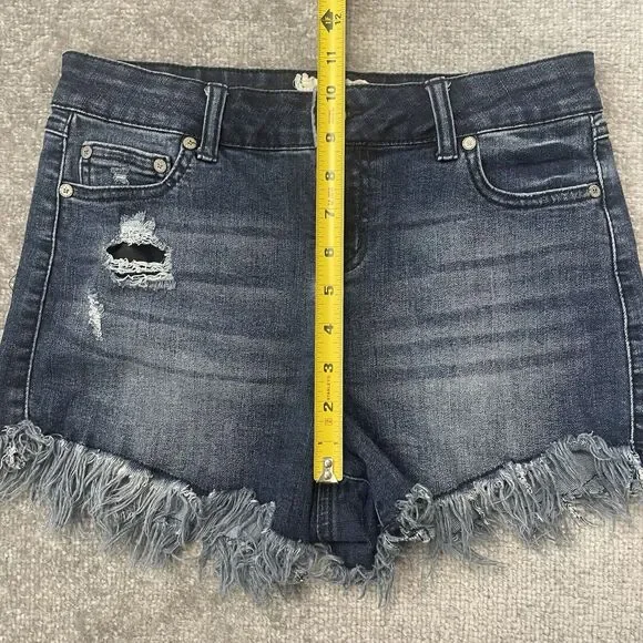 Altar'd State Shorts Womens 26/3 Blue Denim Jean Shorts Cut Off Fringe Stretch - Picture 4 of 6